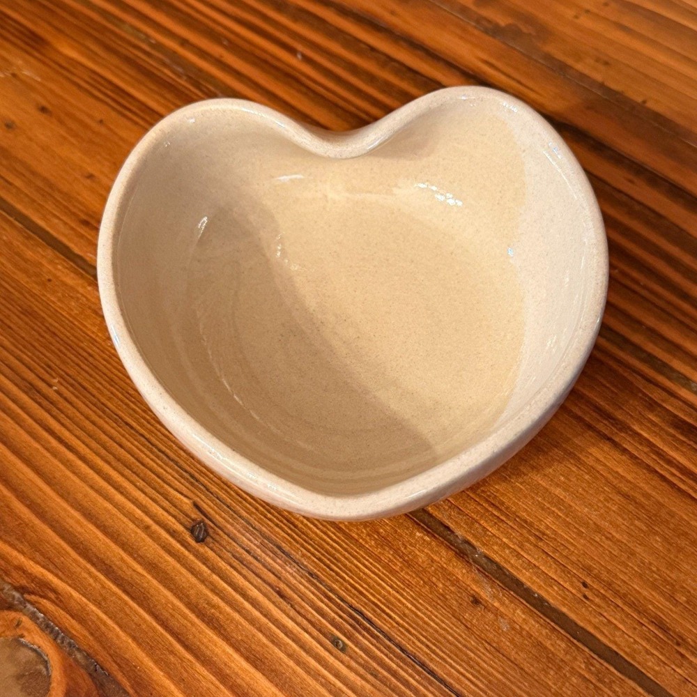 Vintage Yesteryears Marshall TX Heart Stoneware Bowl Handmade Trinket Dish